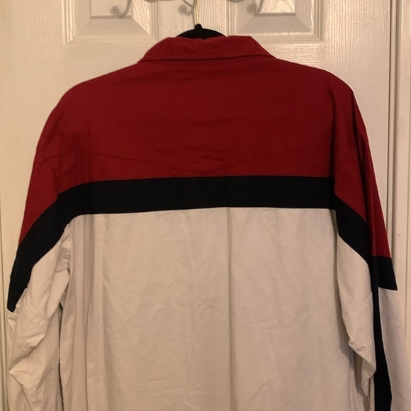 Wrangler Men's Western Shirt with Red Snap Buttons Size LT #514 - Picture 4 of 10
